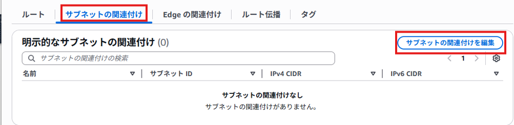 明示的なサブネットの関連付け