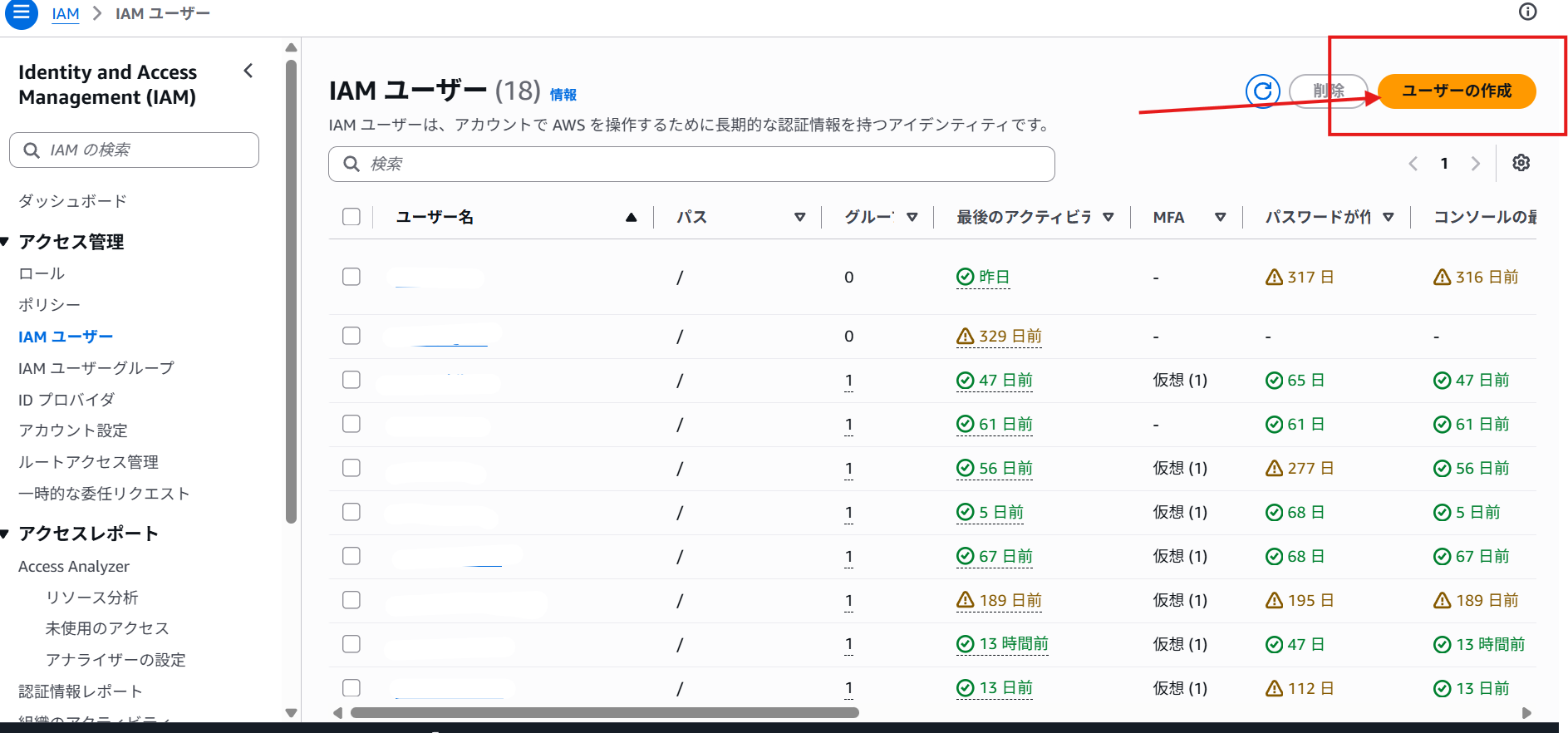 2 ユーザー名とアクセス種別を決める