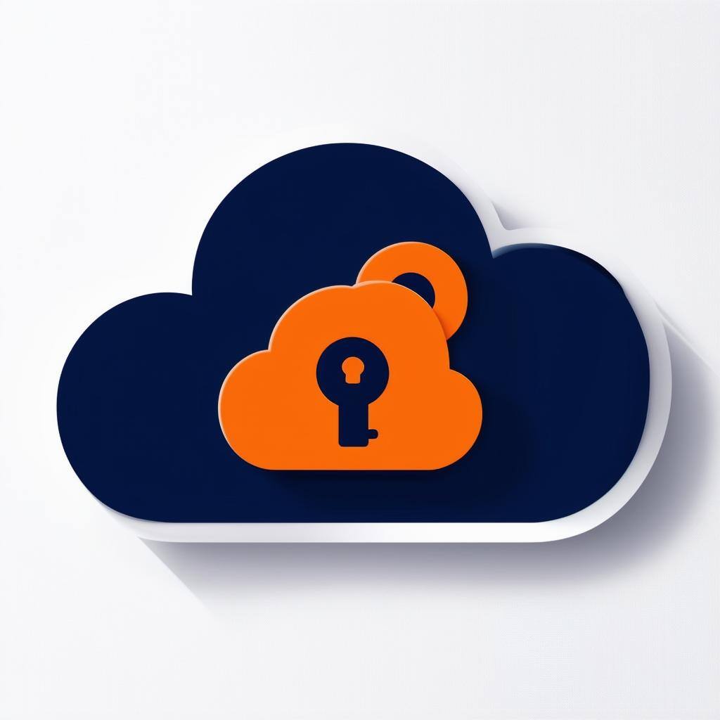 icon, cloud, private, key, backgroud white, main color orange, sub color white, sub color navy